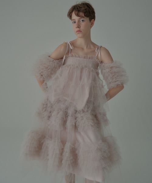 HONEY MI HONEY（ハニーミーハニー）の「tulle puff sleeve blouse（シャツ/ブラウス・レディース・グレー/ブラック/ピンク/ホワイト・FREE）」の6枚目の写真