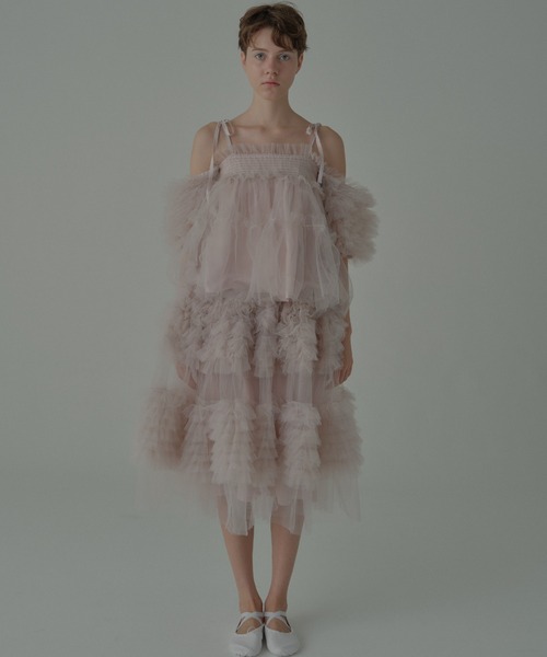 HONEY MI HONEY（ハニーミーハニー）の「tulle puff sleeve blouse（シャツ/ブラウス・レディース・グレー/ブラック/ピンク/ホワイト・FREE）」の8枚目の写真