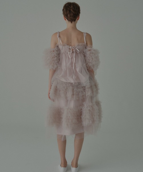 HONEY MI HONEY（ハニーミーハニー）の「tulle puff sleeve blouse（シャツ/ブラウス・レディース・グレー/ブラック/ピンク/ホワイト・FREE）」の9枚目の写真