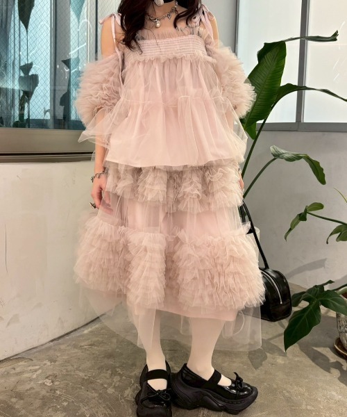 HONEY MI HONEY（ハニーミーハニー）の「tulle puff sleeve blouse（シャツ/ブラウス・レディース・グレー/ブラック/ピンク/ホワイト・FREE）」の20枚目の写真
