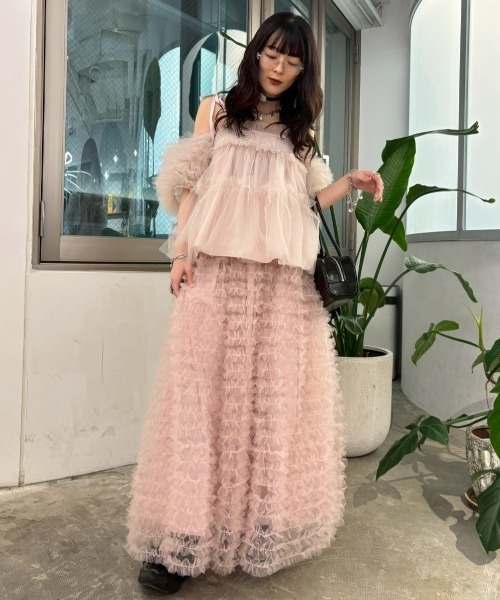 HONEY MI HONEY（ハニーミーハニー）の「tulle puff sleeve blouse（シャツ/ブラウス・レディース・グレー/ブラック/ピンク/ホワイト・FREE）」の21枚目の写真