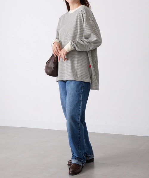 Healthknit(ヘルスニット)の「【Healthknit】26SS Nallow Border Jersey Side Slit Crewneck L/S 51056(Tシャツ/カットソー・レディース・アイボリー系1/ブラック系1/アイボリー系2・FREE)」の12枚目の写真