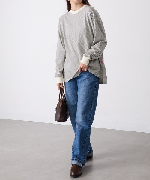 Healthknit(ヘルスニット)の「【Healthknit】26SS Nallow Border Jersey Side Slit Crewneck L/S 51056(Tシャツ/カットソー・レディース・アイボリー系1/ブラック系1/アイボリー系2・FREE)」の13枚目の写真