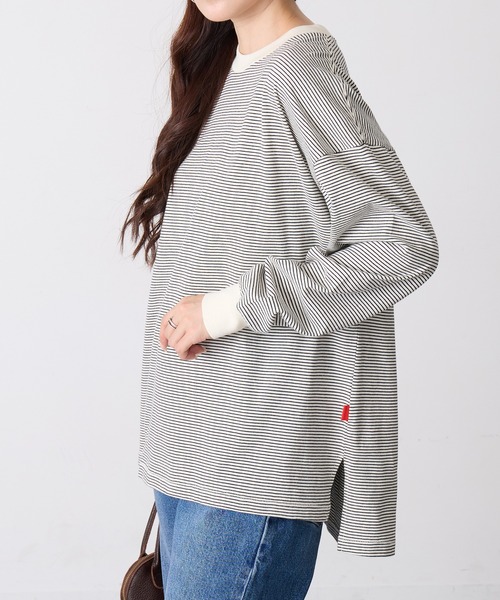 Healthknit(ヘルスニット)の「【Healthknit】26SS Nallow Border Jersey Side Slit Crewneck L/S 51056(Tシャツ/カットソー・レディース・アイボリー系1/ブラック系1/アイボリー系2・FREE)」の10枚目の写真
