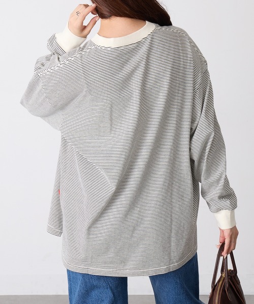Healthknit(ヘルスニット)の「【Healthknit】26SS Nallow Border Jersey Side Slit Crewneck L/S 51056(Tシャツ/カットソー・レディース・アイボリー系1/ブラック系1/アイボリー系2・FREE)」の11枚目の写真