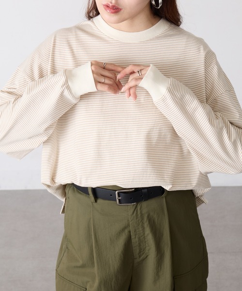 Healthknit(ヘルスニット)の「【Healthknit】26SS Nallow Border Jersey Side Slit Crewneck L/S 51056(Tシャツ/カットソー・レディース・アイボリー系1/ブラック系1/アイボリー系2・FREE)」の22枚目の写真