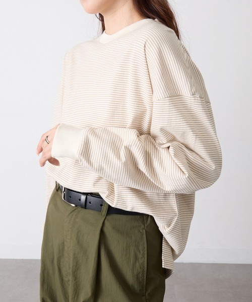 Healthknit(ヘルスニット)の「【Healthknit】26SS Nallow Border Jersey Side Slit Crewneck L/S 51056(Tシャツ/カットソー・レディース・アイボリー系1/ブラック系1/アイボリー系2・FREE)」の16枚目の写真