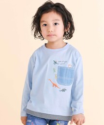 SLAP SLIP（スラップスリップ）の「レイヤード風デニムポケット天竺長袖Ｔシャツ(80~130cm)（Tシャツ/カットソー）」