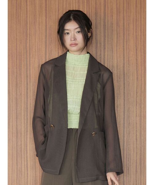 LAGUNAMOON（ラグナムーン）の「メッシュダブルテーラードジャケット（テーラードジャケット・レディース・ブラック/アイボリー/ブラウン・FREE）」の3枚目の写真