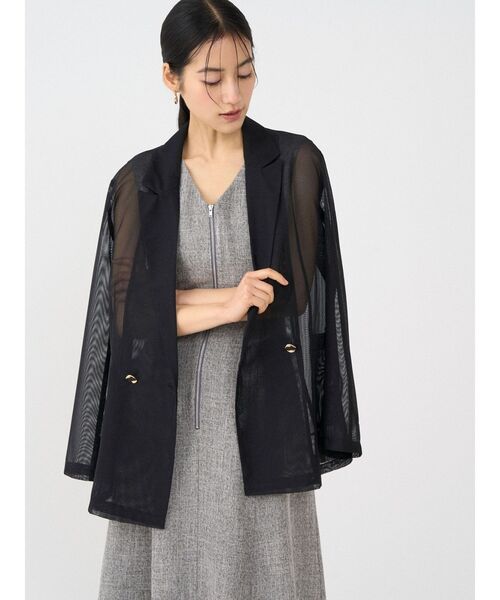 LAGUNAMOON（ラグナムーン）の「メッシュダブルテーラードジャケット（テーラードジャケット・レディース・ブラック/アイボリー/ブラウン・FREE）」の2枚目の写真