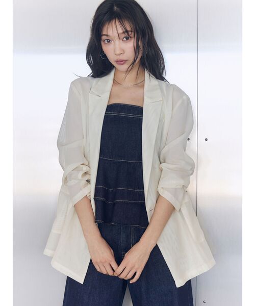 LAGUNAMOON（ラグナムーン）の「メッシュダブルテーラードジャケット（テーラードジャケット・レディース・ブラック/アイボリー/ブラウン・FREE）」の9枚目の写真