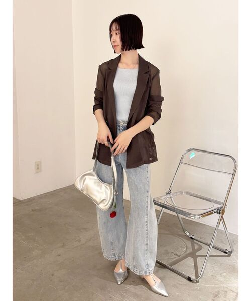 LAGUNAMOON（ラグナムーン）の「メッシュダブルテーラードジャケット（テーラードジャケット・レディース・ブラック/アイボリー/ブラウン・FREE）」の6枚目の写真