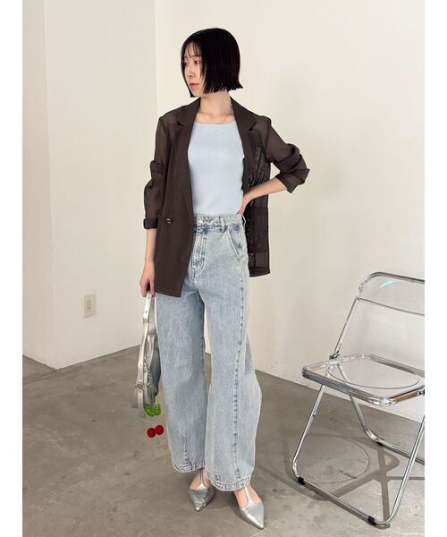 LAGUNAMOON（ラグナムーン）の「メッシュダブルテーラードジャケット（テーラードジャケット・レディース・ブラック/アイボリー/ブラウン・FREE）」の7枚目の写真