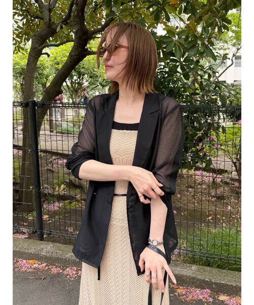 LAGUNAMOON(ラグナムーン)の「メッシュダブルテーラードジャケット 【夏服】 【オフィスカジュアル】(テーラードジャケット・レディース・ブラック/アイボリー/ブラウン・FREE)」の20枚目の写真