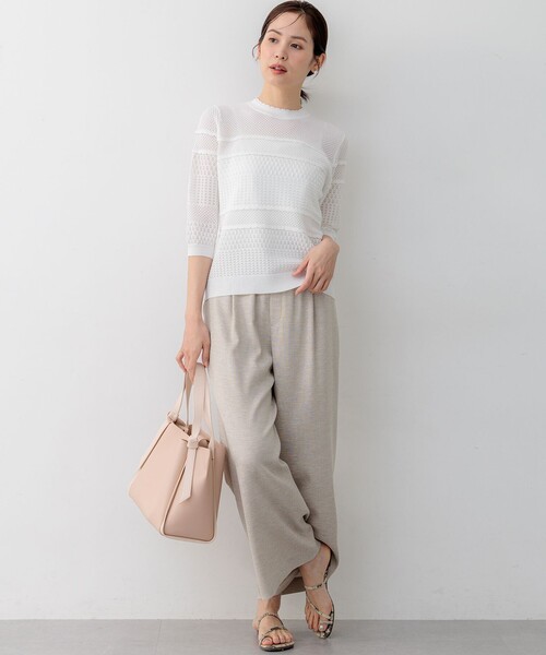 組曲 L(クミキョク オオキイサイズ)の「ライトリネンライクイージーワイド パンツ(その他パンツ・レディース・ネイビー系/ベージュ系・7/6/5)」の21枚目の写真