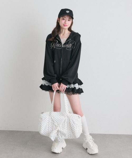 OLIVE des OLIVE（オリーブデオリーブ）の「裾フリルZIPパーカー（パーカー・レディース・ピンク/ブラック/オフホワイト/トップグレー・FREE）」の18枚目の写真