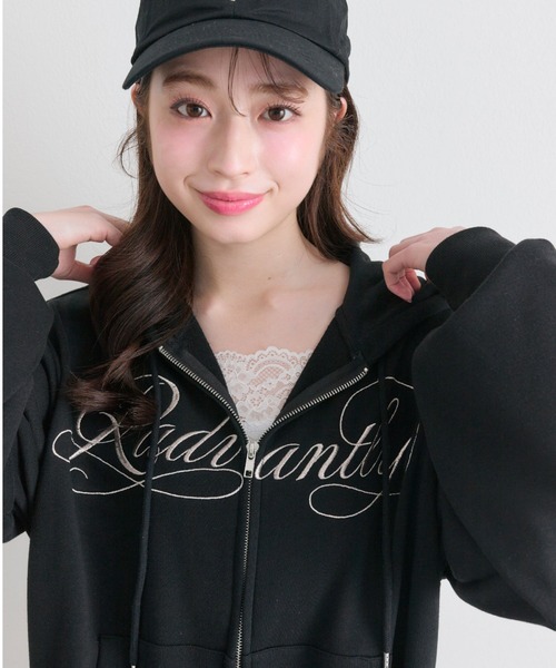 OLIVE des OLIVE（オリーブデオリーブ）の「裾フリルZIPパーカー（パーカー・レディース・ピンク/ブラック/オフホワイト/トップグレー・FREE）」の20枚目の写真