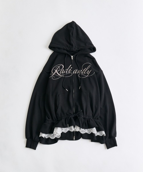 OLIVE des OLIVE（オリーブデオリーブ）の「裾フリルZIPパーカー（パーカー・レディース・ピンク/ブラック/オフホワイト/トップグレー・FREE）」の21枚目の写真