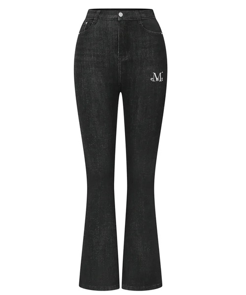 MUCENT(ムセント)の「◇MUCENT◇ブランド直輸入正規品/スレイト ブーツ カット デニム パンツ SLAITE BOOTS CUT DENIM PANTS(デニムパンツ・レディース・ブラック・M/S)」の2枚目の写真