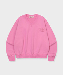 SIGNATURE LOGO V NECK SWEATSHIRT (PINK)
