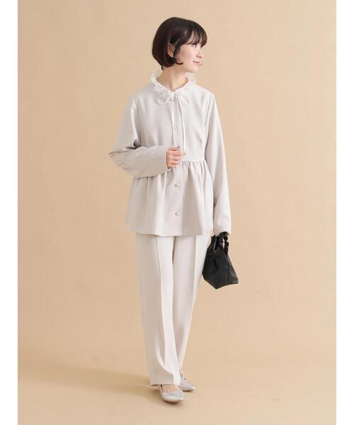 sm2rhythm（サマンサモスモスリズム）の「セミワイドパンツ【セットアップ可】（その他パンツ・レディース・ブラック/ライトベージュ・L/M）」の4枚目の写真