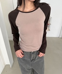 バイカラー ラグランスリーブ 長袖 Tシャツ