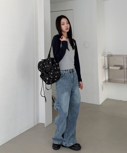 4INT.(フォイント)の「バイカラー ラグランスリーブ 長袖 Tシャツ(Tシャツ/カットソー・レディース・ブラック/レッド/ブラウン/ネイビー・FREE)」の11枚目の写真