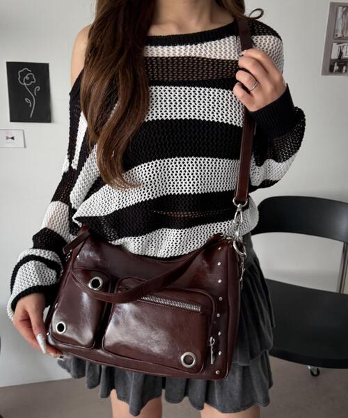 WEGO(ウィゴー)の「WEGO/【26年春新作】BIGハトメ2wayショルダー(ショルダーバッグ・レディース・ブラック系その他/ブラック/ワイン/ライトグレー/ホワイト/キャメル・FREE)」の6枚目の写真