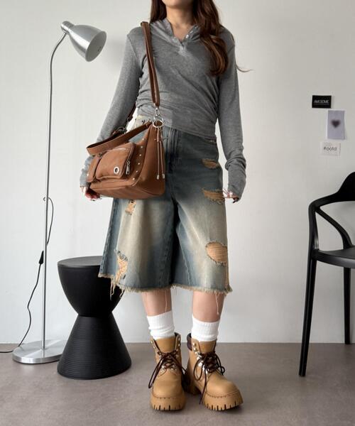 WEGO(ウィゴー)の「WEGO/【26年春新作】BIGハトメ2wayショルダー(ショルダーバッグ・レディース・ブラック系その他/ブラック/ワイン/ライトグレー/ホワイト/キャメル・FREE)」の7枚目の写真