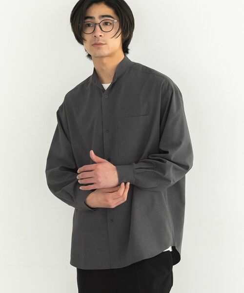 CRAFT STANDARD BOUTIQUE(クラフトスタンダードブティック)の「【機能素材】バンドカラーシャツ(シャツ/ブラウス・メンズ・ネイビー/チャコールグレー/ブラック・L/M)」の2枚目の写真