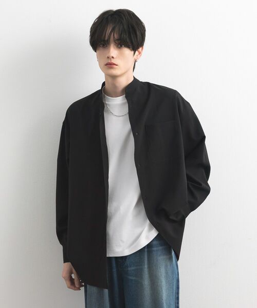 CRAFT STANDARD BOUTIQUE(クラフトスタンダードブティック)の「【機能素材】バンドカラーシャツ(シャツ/ブラウス・メンズ・ネイビー/チャコールグレー/ブラック・L/M)」の5枚目の写真
