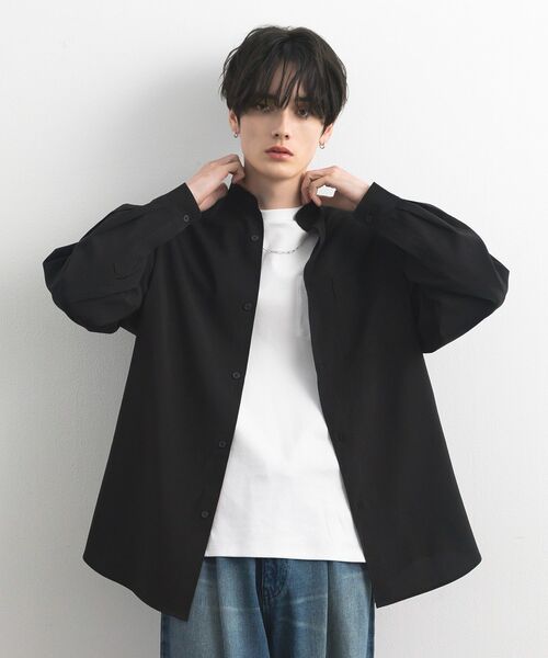 CRAFT STANDARD BOUTIQUE(クラフトスタンダードブティック)の「【機能素材】バンドカラーシャツ(シャツ/ブラウス・メンズ・ネイビー/チャコールグレー/ブラック・L/M)」の6枚目の写真