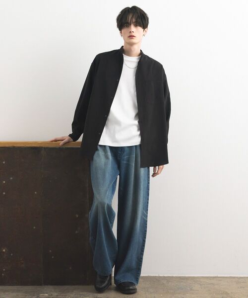 CRAFT STANDARD BOUTIQUE(クラフトスタンダードブティック)の「【機能素材】バンドカラーシャツ(シャツ/ブラウス・メンズ・ネイビー/チャコールグレー/ブラック・L/M)」の9枚目の写真