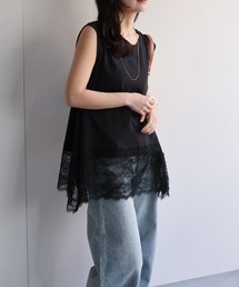 ap retro（アプレトロ）の「裾レースドッキングノースリTeeシャツ   トップス（Tシャツ/カットソー）」