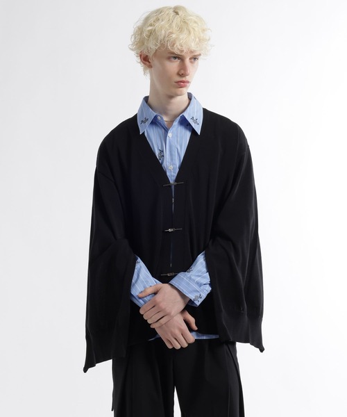 HARE（ハレ）の「KAKARIソデアキカーディガン(HARE)（カーディガン/ボレロ・メンズ・ブラック/グリーン・FREE）」の2枚目の写真