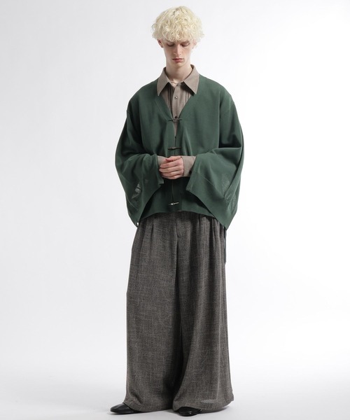 HARE（ハレ）の「KAKARIソデアキカーディガン(HARE)（カーディガン/ボレロ・メンズ・ブラック/グリーン・FREE）」の5枚目の写真