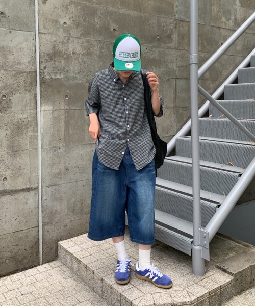 link lot（リンクロット）の「オーバーサイズ ギンガムチェック ボタンダウン 半袖シャツ（シャツ/ブラウス・メンズ・ネイビー/ブラック・L/M）」の21枚目の写真