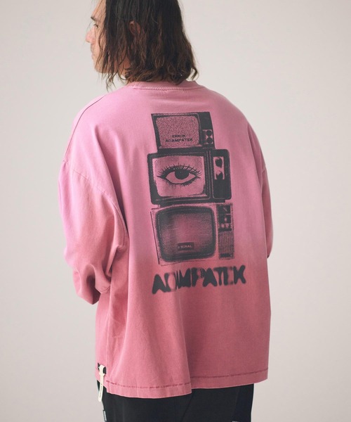 ADAM PATEK(アダムパテック)の「ADAMPATEK/noise aging embroidered long-sleeved T/ノイズプリントエイジング加工ロングスリーブT(Tシャツ/カットソー・メンズ・ピンク/グリーン/ホワイト/ブラック・1/2)」の4枚目の写真