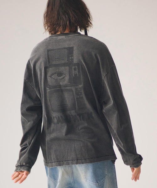 ADAM PATEK(アダムパテック)の「ADAMPATEK/noise aging embroidered long-sleeved T/ノイズプリントエイジング加工ロングスリーブT(Tシャツ/カットソー・メンズ・ピンク/グリーン/ホワイト/ブラック・1/2)」の2枚目の写真