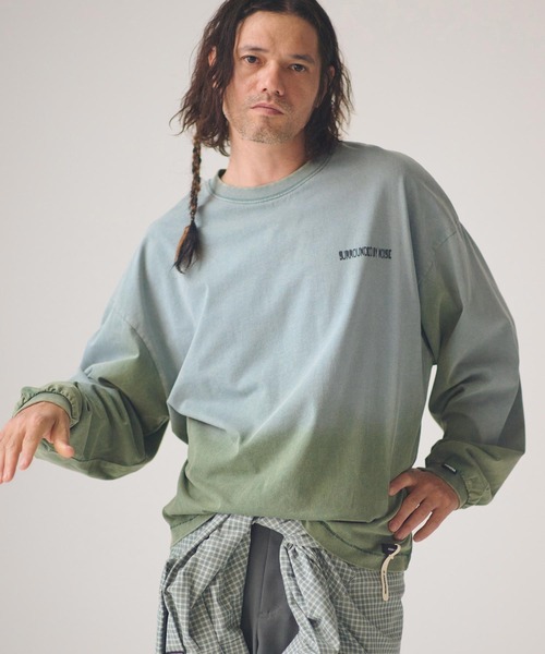 ADAM PATEK(アダムパテック)の「ADAMPATEK/noise aging embroidered long-sleeved T/ノイズプリントエイジング加工ロングスリーブT(Tシャツ/カットソー・メンズ・ピンク/グリーン/ホワイト/ブラック・1/2)」の7枚目の写真