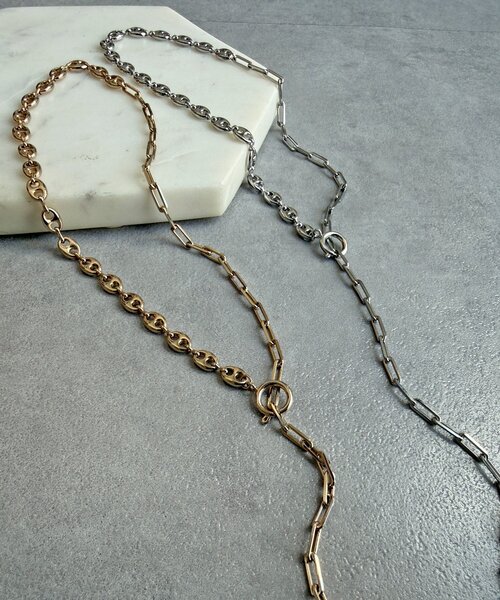 DouDou（ドゥドゥ）の「ミドルミックスチェーンマンテルネックレス（ネックレス・レディース・ゴールド/シルバー・FREE）」の6枚目の写真