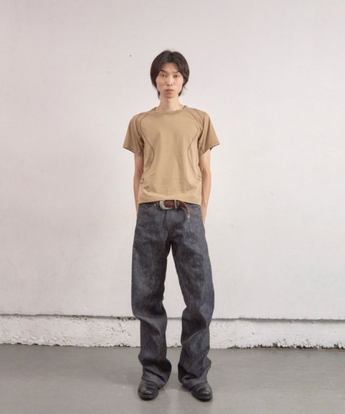 NVRFRGT(ネヴァーフォーゲット)の「Panelled Half Sleeve T-Shirt(Tシャツ/カットソー・メンズ・ブルー/ベージュ・1/3/2)」の7枚目の写真