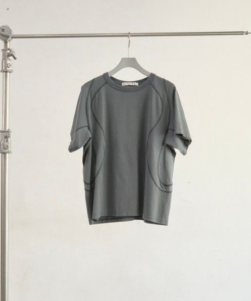 NVRFRGT(ネヴァーフォーゲット)の「Panelled Half Sleeve T-Shirt(Tシャツ/カットソー・メンズ・ブルー/ベージュ・1/3/2)」の15枚目の写真