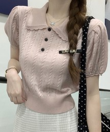 半袖ポロニット