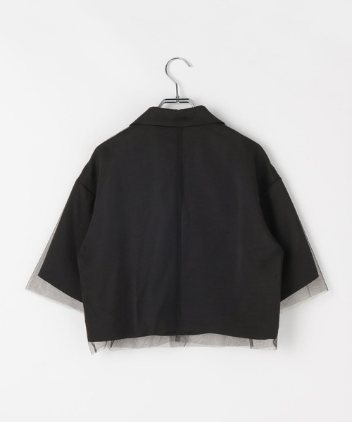 PAGEBOY（ページボーイ）の「チュールレイヤードショートジャケット【セットアップ対応】（テーラードジャケット・レディース・グレー/ブラック・FREE）」の15枚目の写真