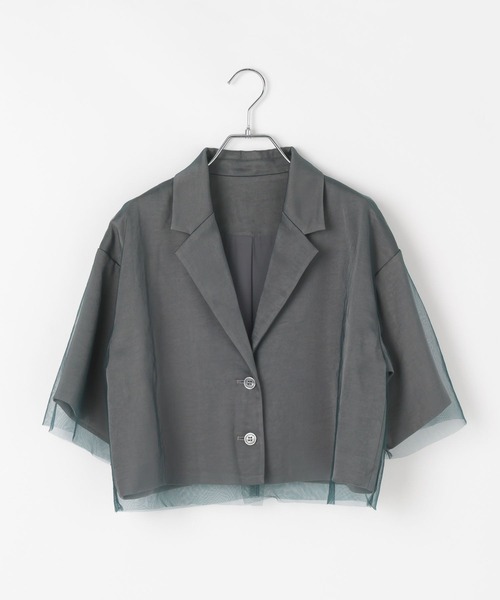 PAGEBOY（ページボーイ）の「チュールレイヤードショートジャケット【セットアップ対応】（テーラードジャケット・レディース・グレー/ブラック・FREE）」の17枚目の写真