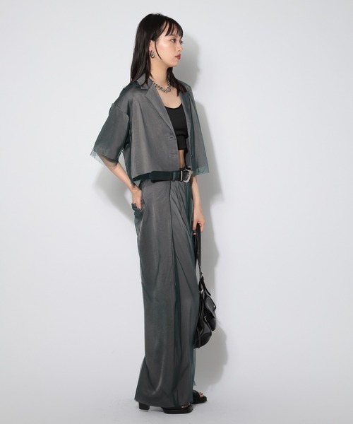 PAGEBOY（ページボーイ）の「チュールレイヤードショートジャケット【セットアップ対応】（テーラードジャケット・レディース・グレー/ブラック・FREE）」の21枚目の写真