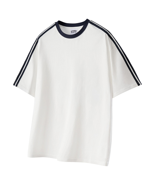 UNTAPPED STUDIO（アンタップドスタジオ）の「オーバーサイズトラック半袖配色Tシャツ 3カラー（Tシャツ/カットソー・レディース・ブラック/ネイビー/ホワイト・S/M(95)/L/XL）」の2枚目の写真