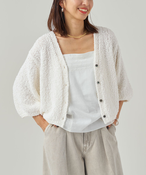 VERMEIL par iena（ヴェルメイユパーイエナ）の「DRY EARTH Vネックカーディガン（カーディガン/ボレロ・レディース・ホワイト/モカ・FREE）」の22枚目の写真