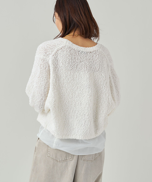 VERMEIL par iena（ヴェルメイユパーイエナ）の「DRY EARTH Vネックカーディガン（カーディガン/ボレロ・レディース・ホワイト/モカ・FREE）」の21枚目の写真